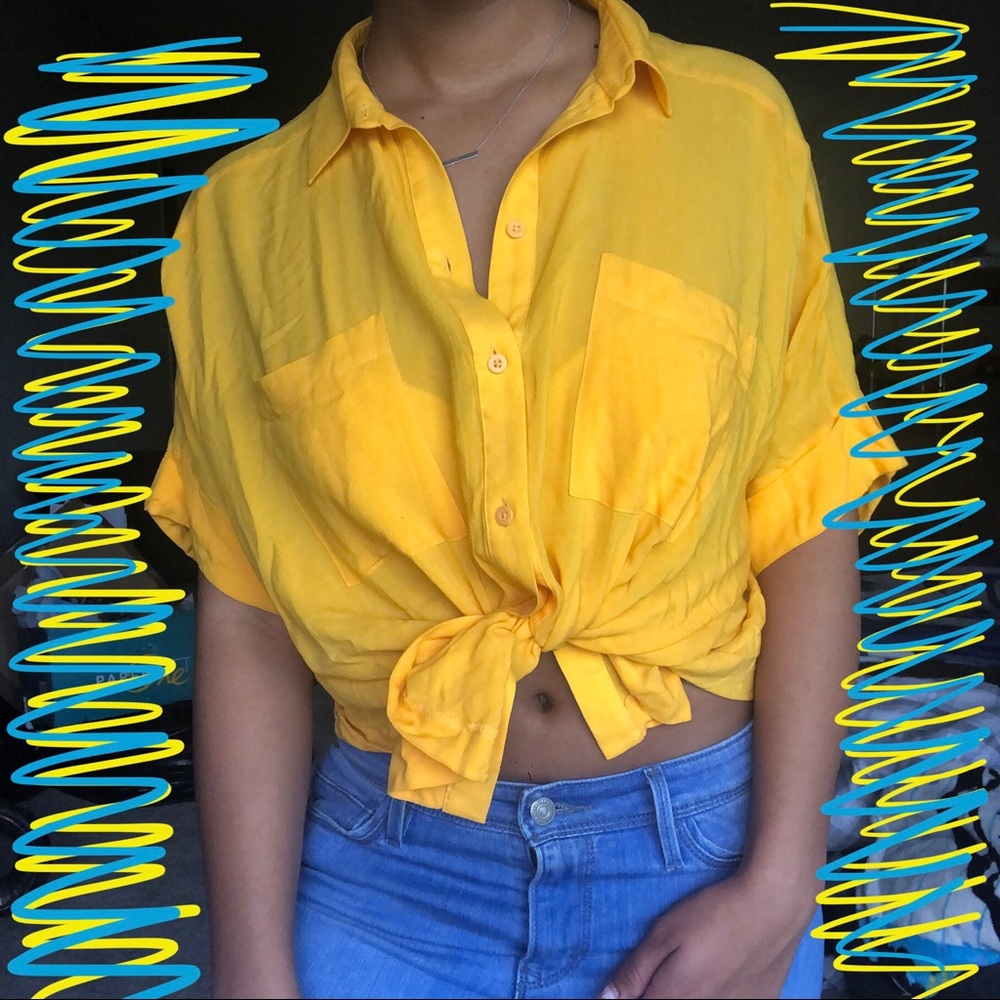 Topshop Collared Yellow Button Down - image 3